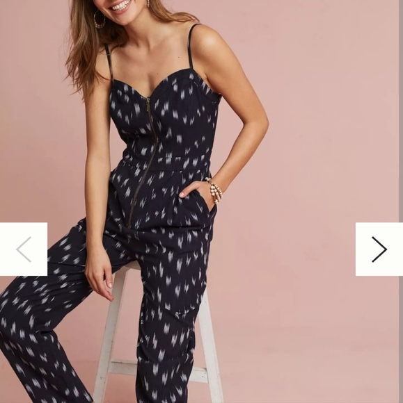 Anthropologie Elevenses Ikat Zip Front Jumpsuit size 4 - Picture 3 of 8